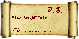 Pitz Benjámin névjegykártya